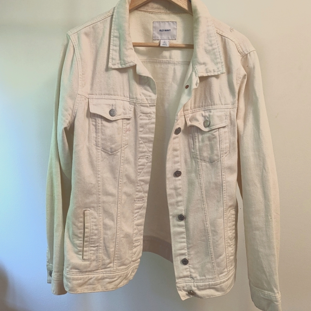 Cotton denim white jacket Old Navy size L